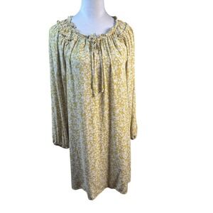 Anthropologie Naif Dress Womens Large Yellow Floral Long Sleeve Boho Peasant